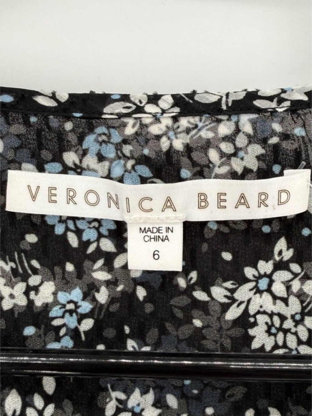Veronica Beard Sean Floral Ruched Silk Mini Dress Black Blue Size 6 - Picture 4 of 7
